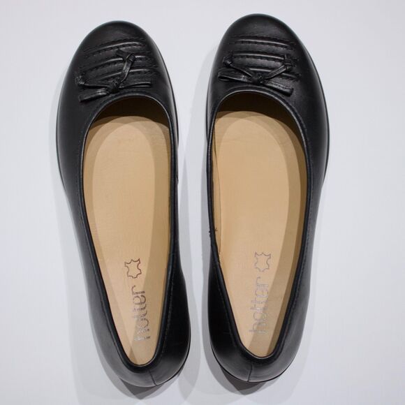 NWOB Hotter Made in UK Black Leather Comfort Ballet Flats ~ Women Size 11 (9 UK) - Picture 8 of 13